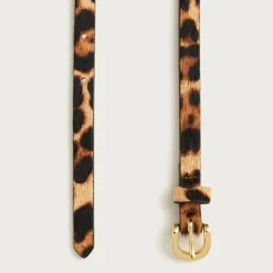 Skinny calf hair belt in leopard