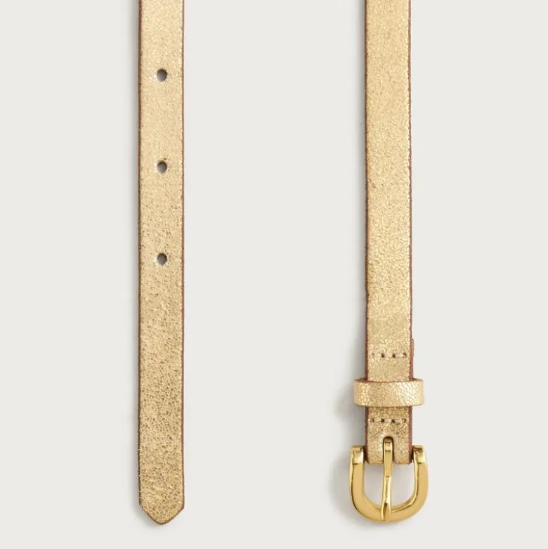 Skinny metallic Italian leather belt