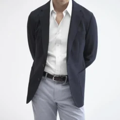 Slim Bowery performance stretch dress shirt with spread collar