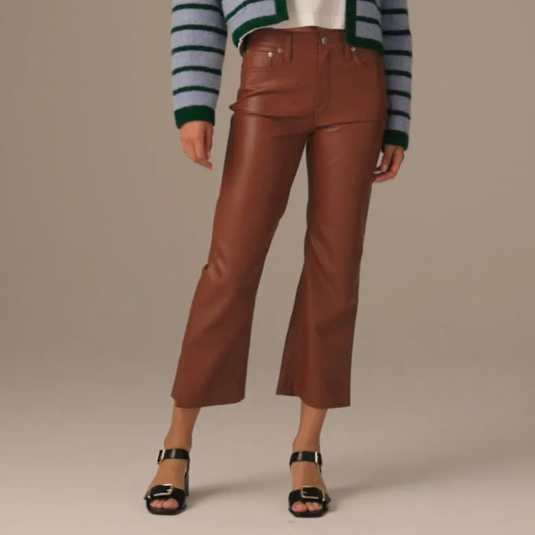 Slim wide-leg pant in faux leather