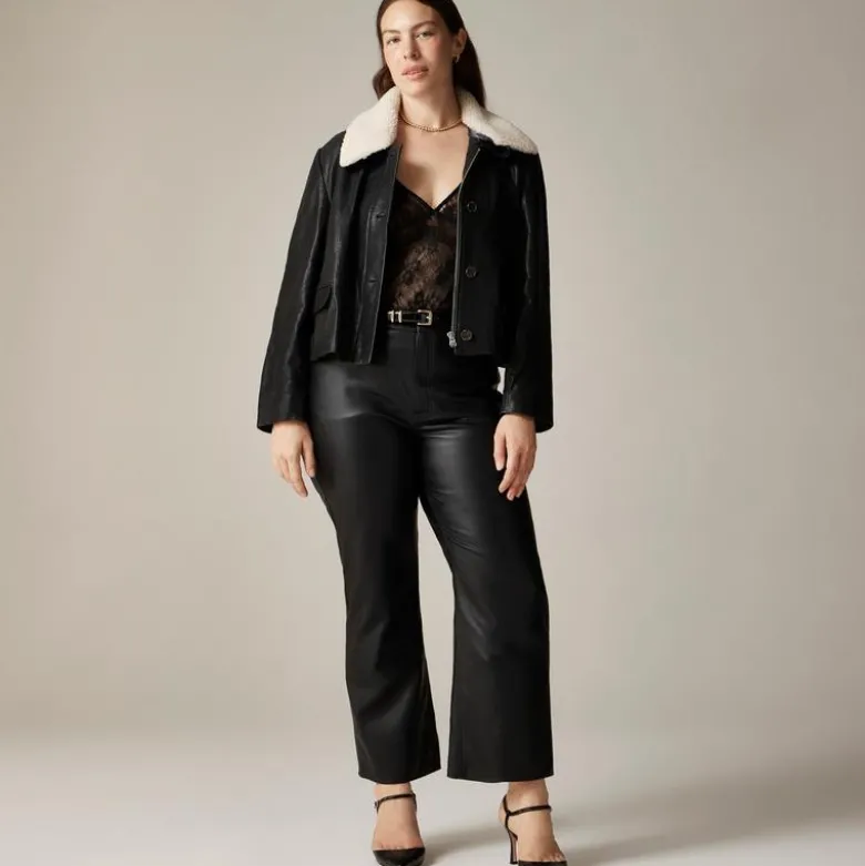 Slim wide-leg pant in faux leather