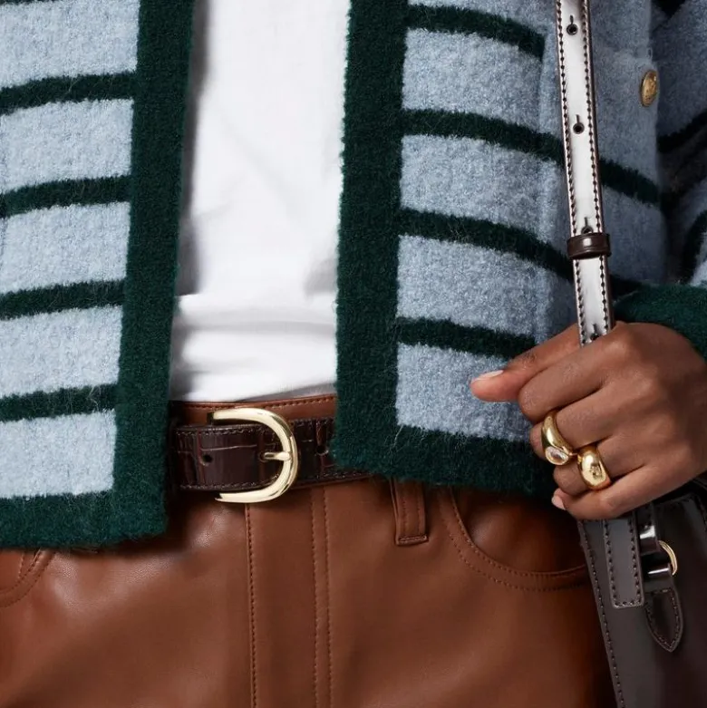 Slim wide-leg pant in faux leather