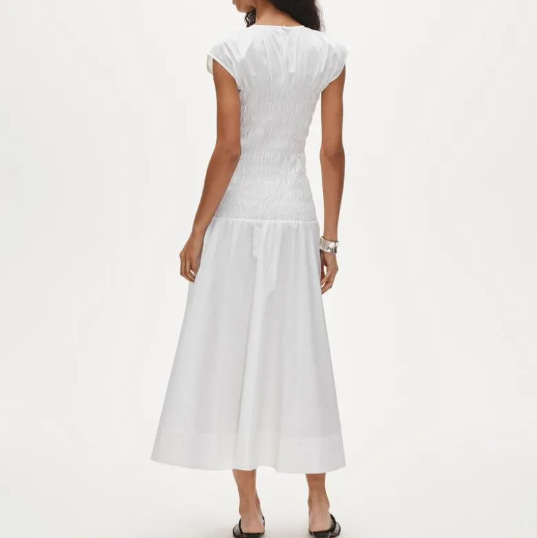 Smocked dress in cotton poplin