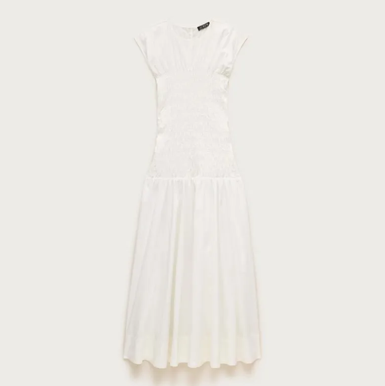 Smocked dress in cotton poplin