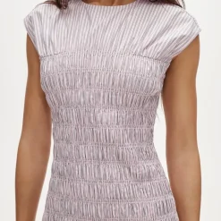 Smocked dress in striped cotton poplin