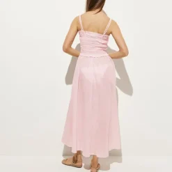 Smocked maxi dress in cotton voile