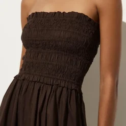 Smocked maxi dress in cotton voile