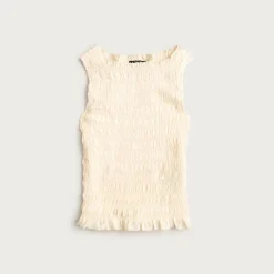Smocked shell tank top in crepe de chine