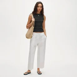 Smocked shell tank top in stripe