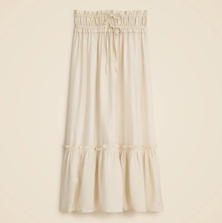 Smocked-waist midi skirt
