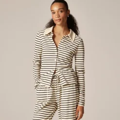 Soft rib cardigan top in stripe