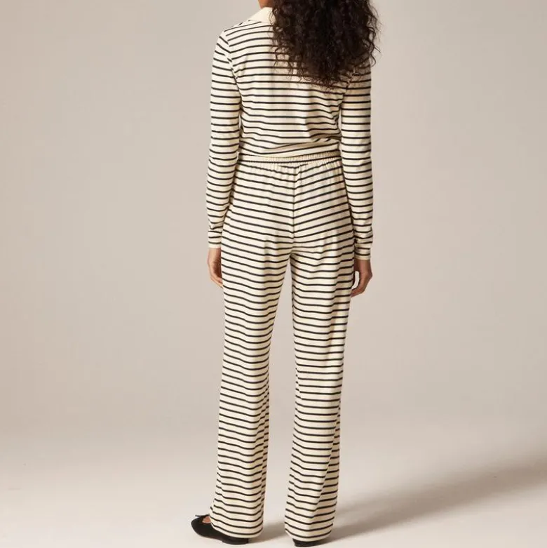 Soft rib wide-leg pant in stripe