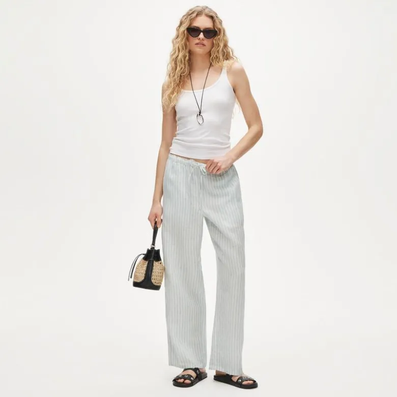 Soleil pant in striped linen
