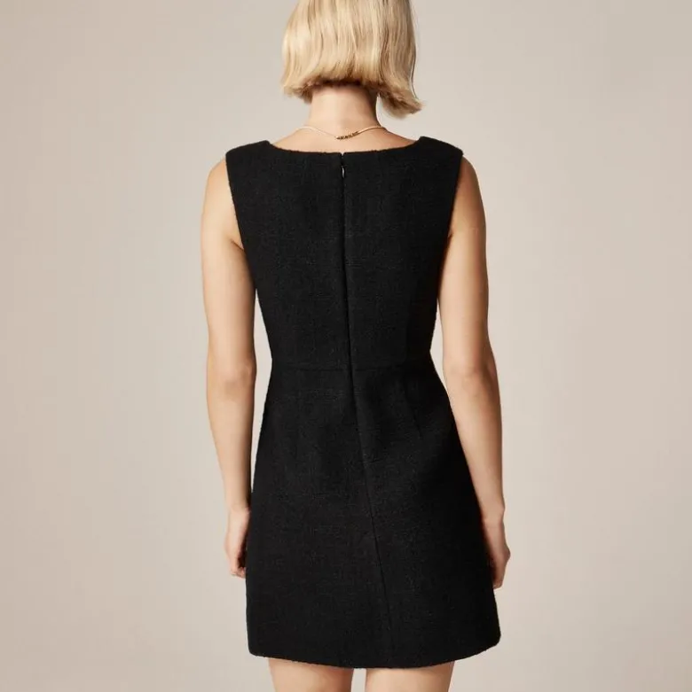 Sophia dress with velvet bows in tweed