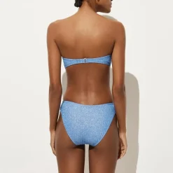 Sparkle rib twist bandeau bikini top