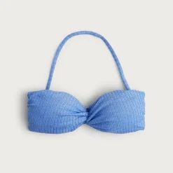 Sparkle rib twist bandeau bikini top