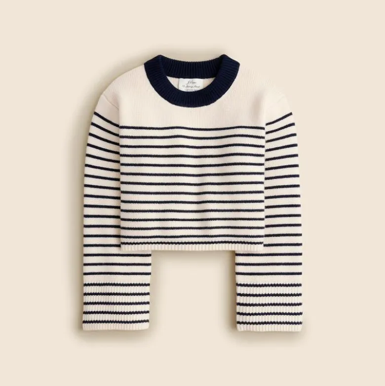 Spring Street ribbed cashmere crewneck sweater in stripe