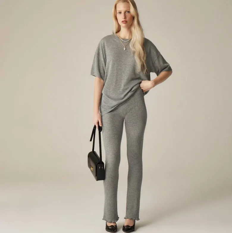 Spring Street ribbed featherweight cashmere flare pant