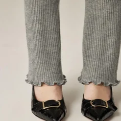 Spring Street ribbed featherweight cashmere flare pant