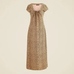 Squareneck slip dress in spot print