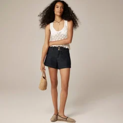 Stacked-button denim short