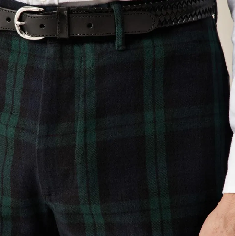 Straight-fit brushed twill trouser in Black Watch tartan