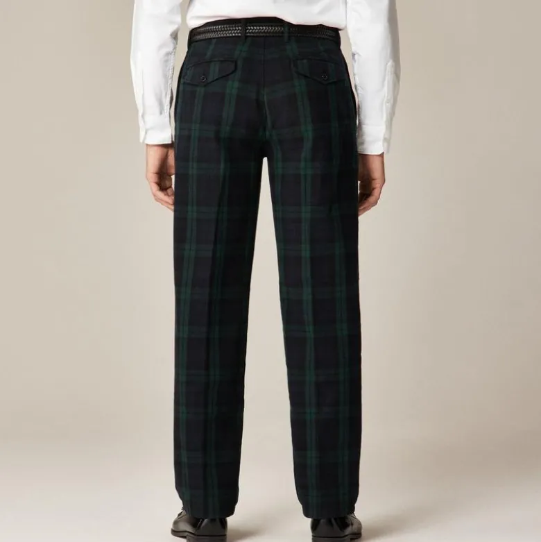 Straight-fit brushed twill trouser in Black Watch tartan