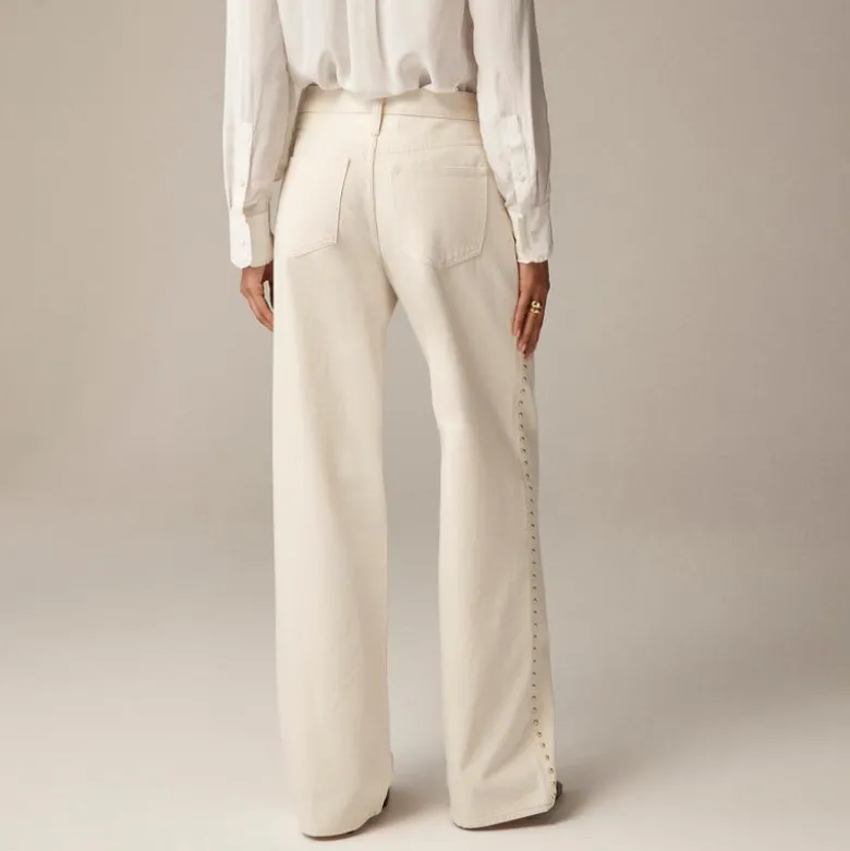 Studded lower-rise wide-leg jean in 1984 rigid