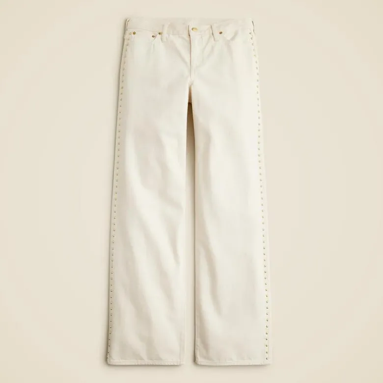 Studded lower-rise wide-leg jean in 1984 rigid