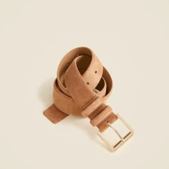 Suede roller-buckle belt