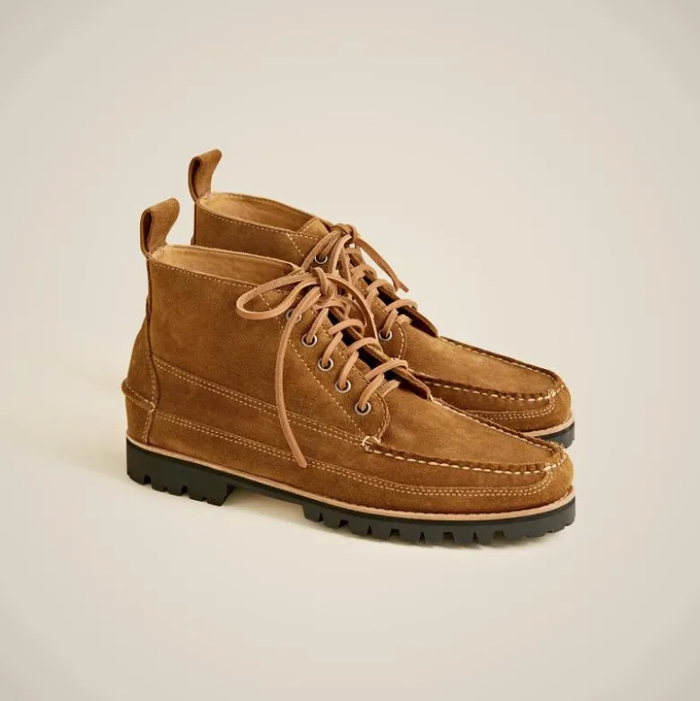 Suede work chukka boots with lug soles