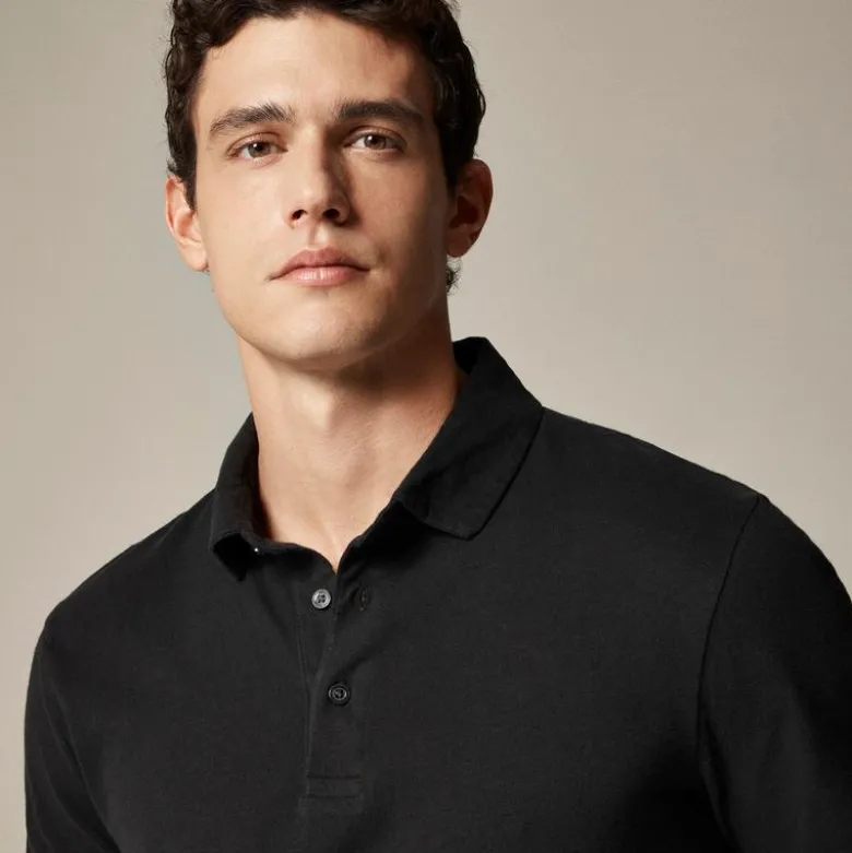 Sueded cotton polo shirt