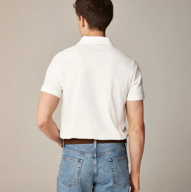 Sueded cotton polo shirt