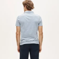 Sueded cotton polo shirt in stripe