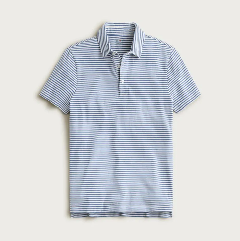 Sueded cotton polo shirt in stripe