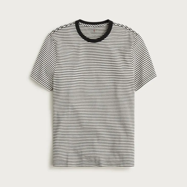 Sueded cotton T-shirt in stripe