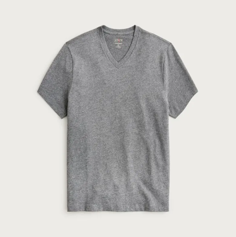 Sueded cotton V-neck T-shirt