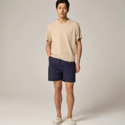 Sueded cotton V-neck T-shirt