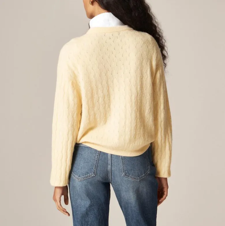 Supersoft pointelle bubble-hem cardigan