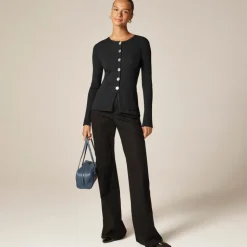 Super-stretch ribbed cardigan