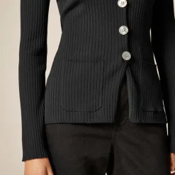 Super-stretch ribbed cardigan