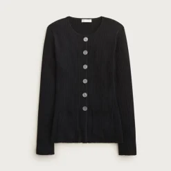 Super-stretch ribbed cardigan
