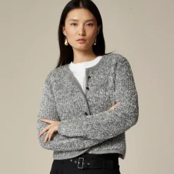 Sweater lady jacket in silver tinsel yarn