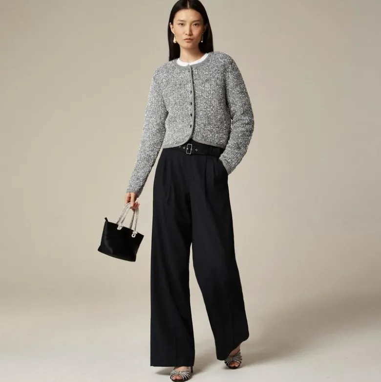 Sweater lady jacket in silver tinsel yarn