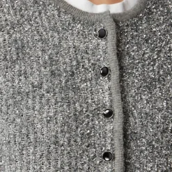 Sweater lady jacket in silver tinsel yarn
