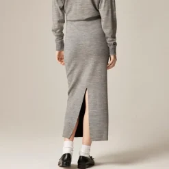 Sweater midi skirt in double-faced merino wool blend
