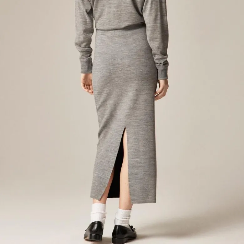 Sweater midi skirt in double-faced merino wool blend