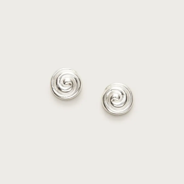 Swirl button earrings