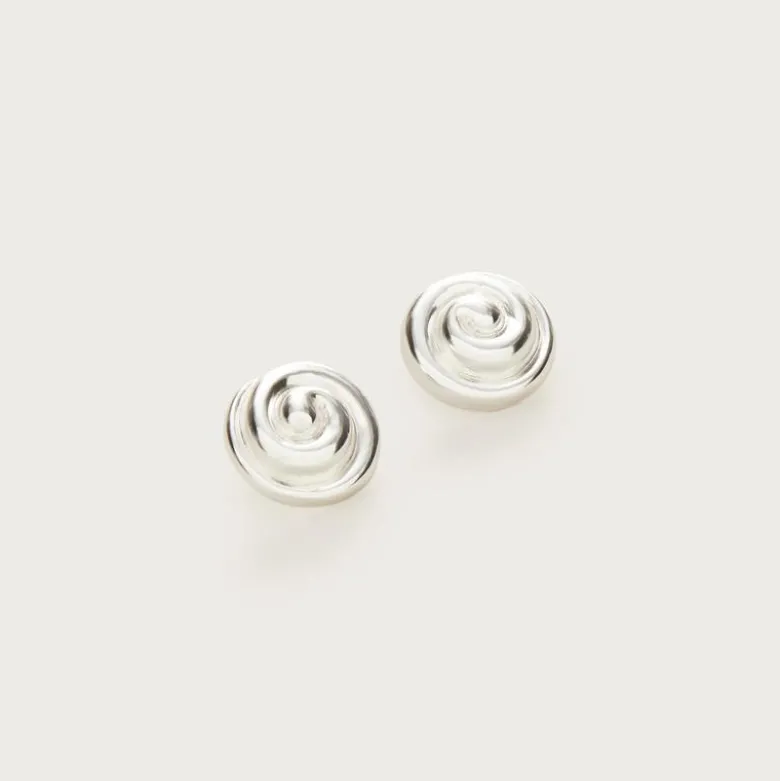 Swirl button earrings