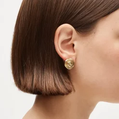 Swirl button earrings